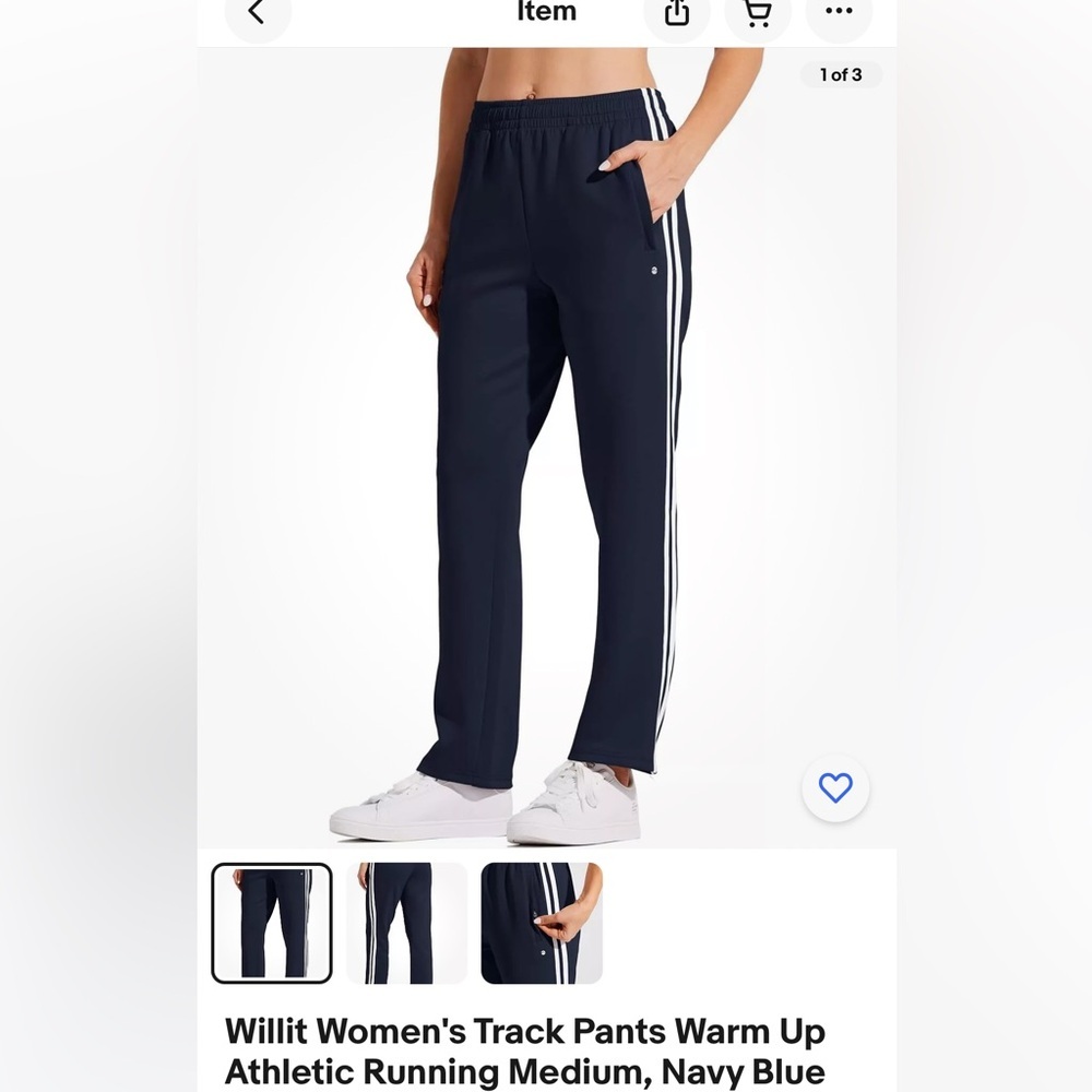 Willit Women's Large NEW Track Pants Warm Up Athletic Running, Navy Blue